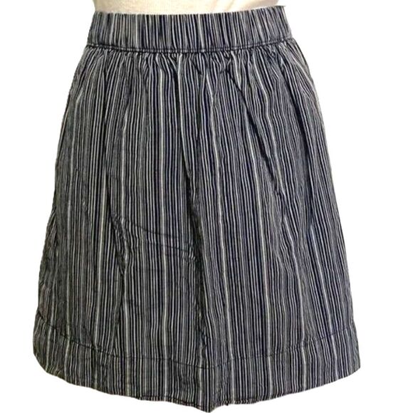 GAP Linen Nautical Navy Blue White Gray Stripes Lined Mini Skirt Womens Medium - Picture 2 of 14